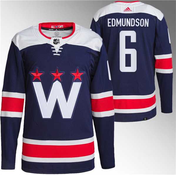 Men%27s Washington Capitals #6 Joel Edmundson Navy Stitched Jersey->washington capitals->NHL Jersey